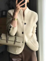 Wool Cardigan with High Collar for Women