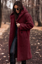 Manteau d'Hiver Long à Capuche pour Femmes