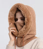 Fitted Hooded Coat with Faux Fur for Women