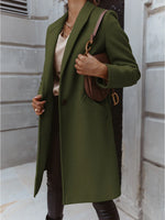 Manteau Long Casual avec Col Revers pour Femmes