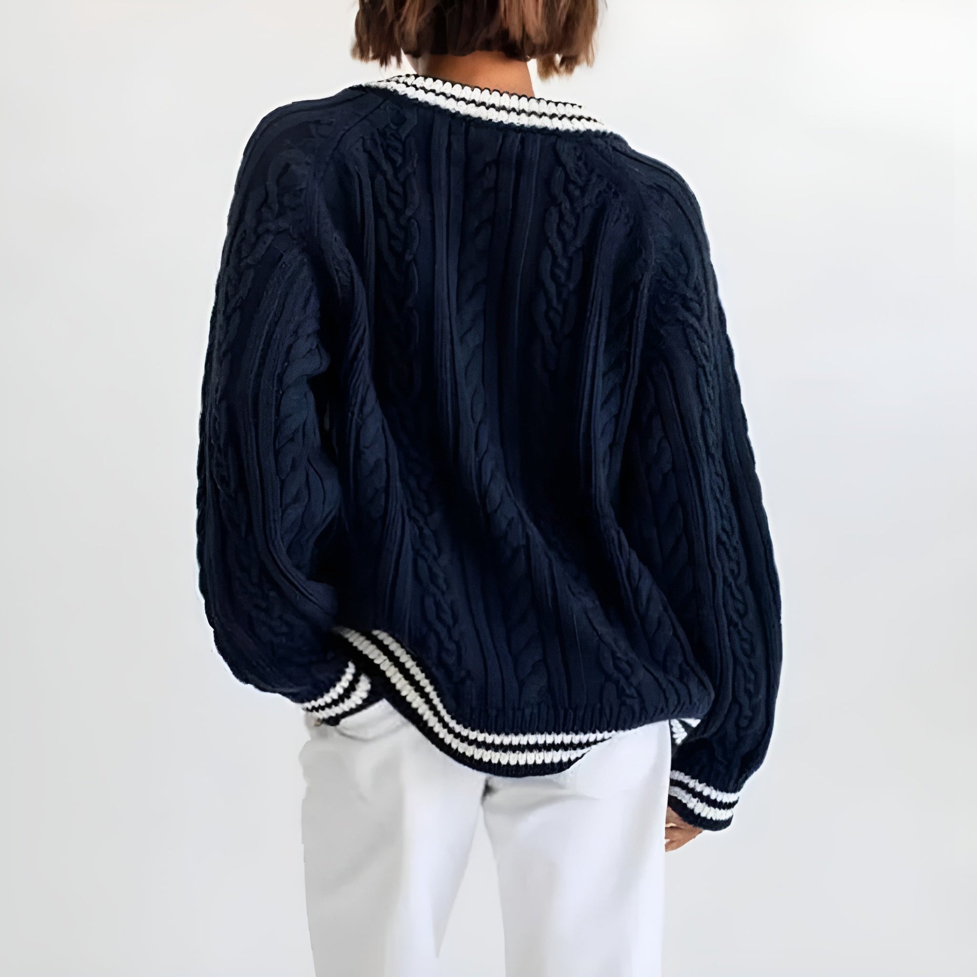 Pull Oversize à Motif Torsadé pour Femmes