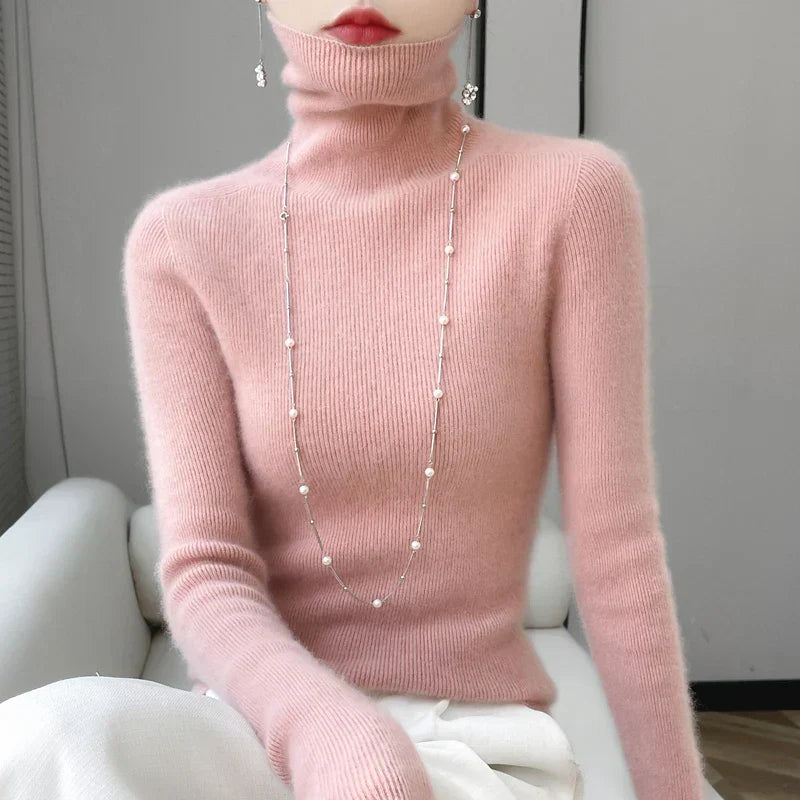 Pull à Col Roulé en Laine pour Femmes