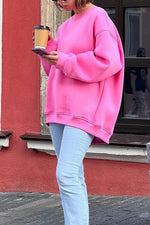Sweatshirt Col Rond Oversize en Fleece pour Femme