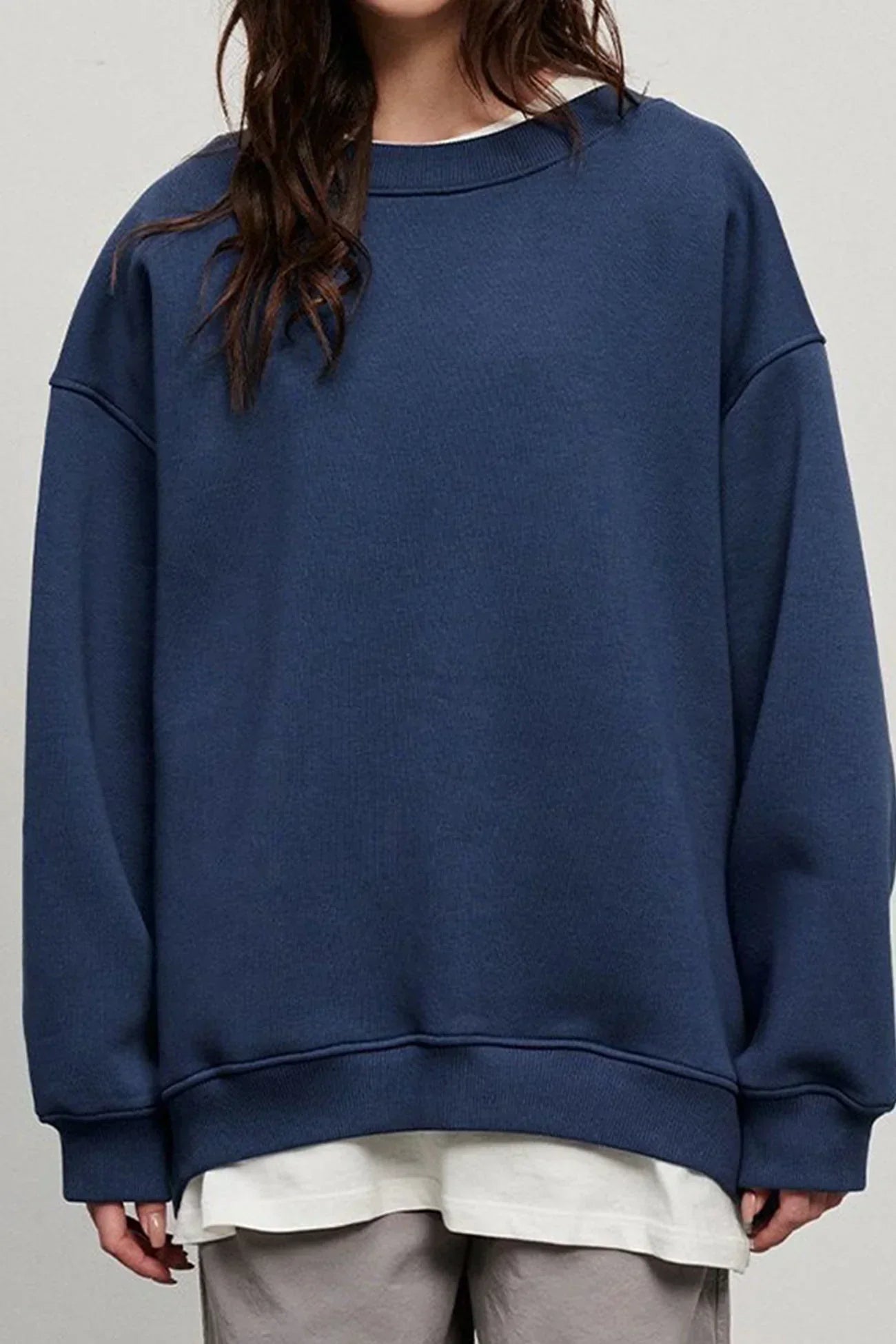 Sweatshirt Col Rond Oversize en Fleece pour Femme