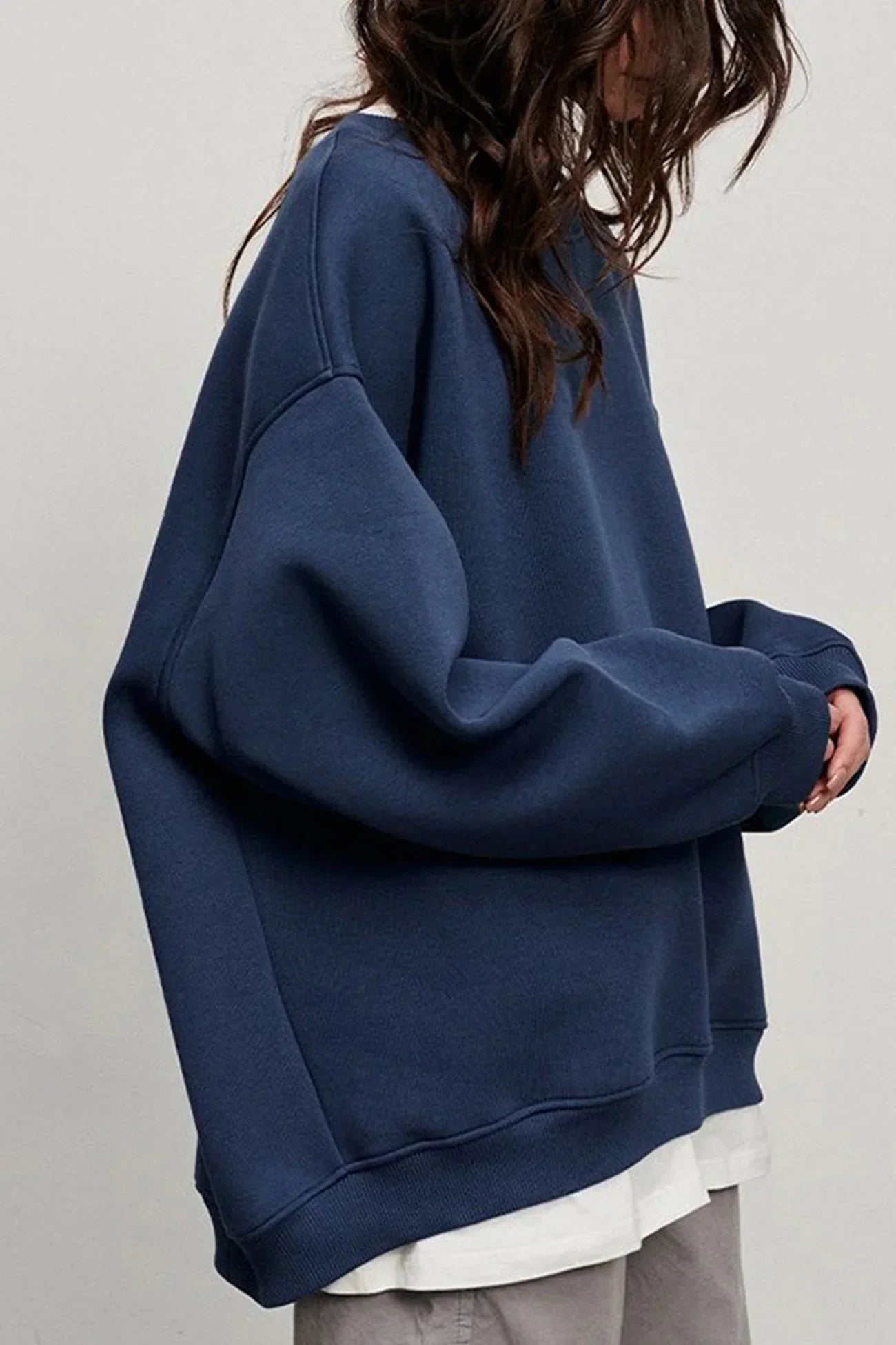 Sweatshirt Col Rond Oversize en Fleece pour Femme