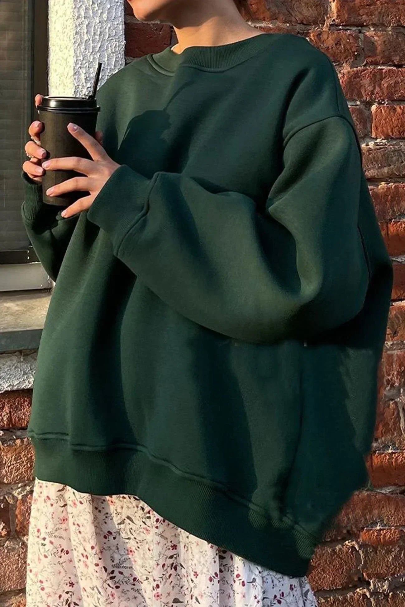 Sweatshirt Col Rond Oversize en Fleece pour Femme