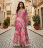 Robe Maxi à Manches Longues à Imprimé Floral pour Femmes