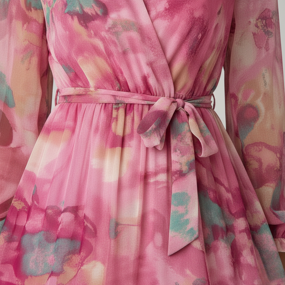 Robe Maxi à Manches Longues à Imprimé Floral pour Femmes