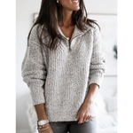 Casual Sweater with High Collar and Zipper for Women