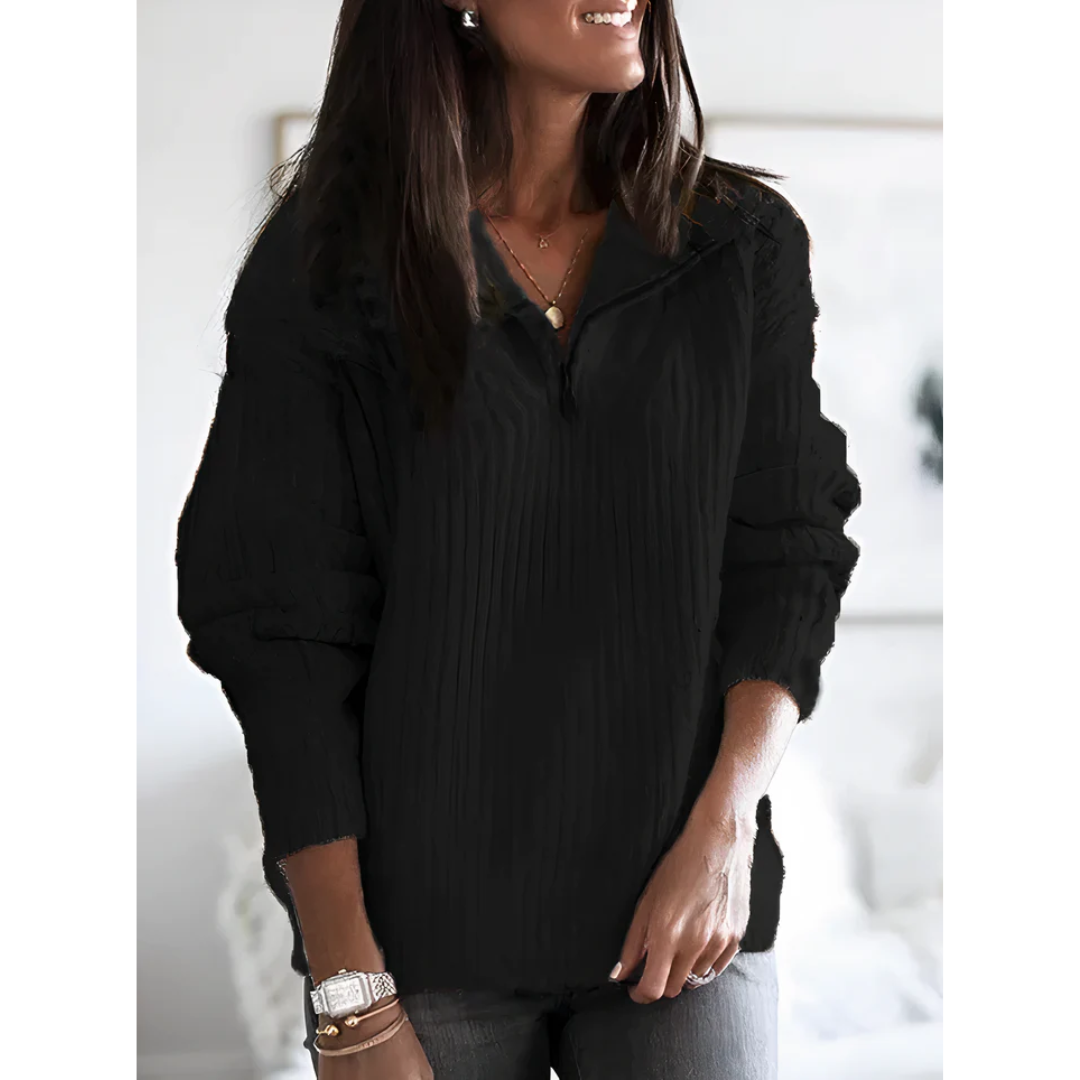 Pull Casual à Col Montant et Glissière pour Femmes