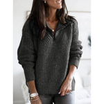 Casual Sweater with High Collar and Zipper for Women