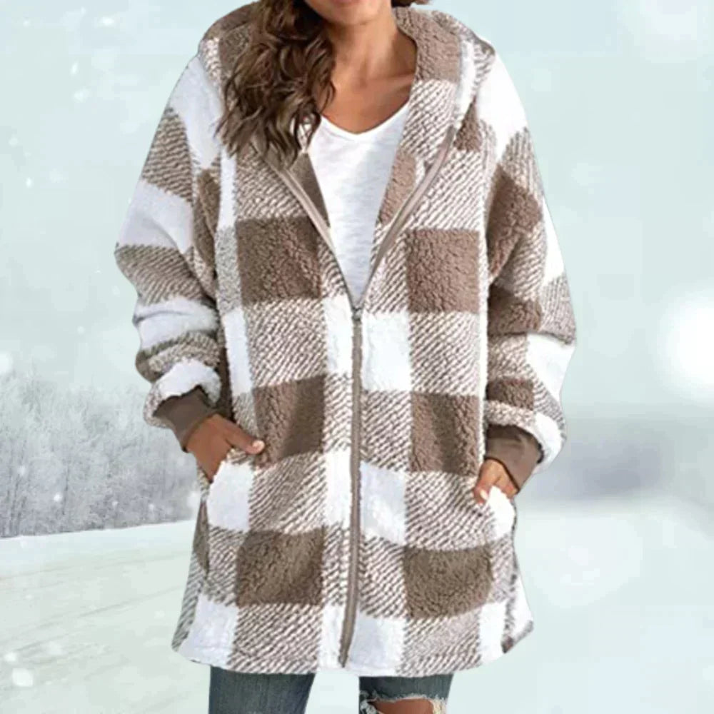 Veste d'Hiver à Carreaux pour Femmes