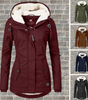 Manteau à Capuche Plissé en Laine de Mouton pour Femmes