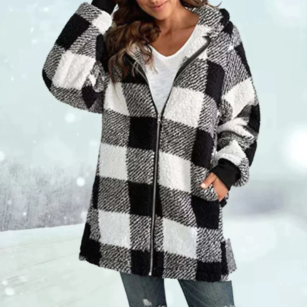 Veste d'Hiver à Carreaux pour Femmes
