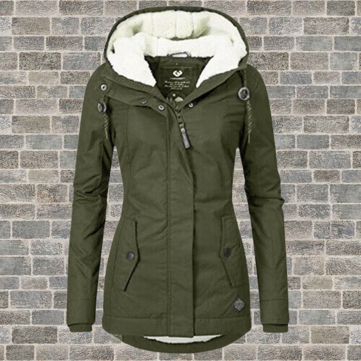 Manteau à Capuche Plissé en Laine de Mouton pour Femmes