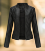 Veste Chic en Cuir Vegan à Col Montant pour Femmes