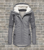 Manteau à Capuche Plissé en Laine de Mouton pour Femmes
