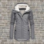 Manteau à Capuche Plissé en Laine de Mouton pour Femmes