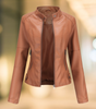 Veste Chic en Cuir Vegan à Col Montant pour Femmes