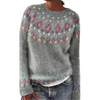 Pull Oversize Jacquard à Col Rond et Manches Longues pour Femme