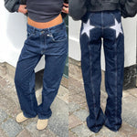 Jeans décontractés à motif d'étoiles pour Femme