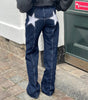 Jeans décontractés à motif d'étoiles pour Femme
