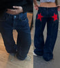 Jeans décontractés à motif d'étoiles pour Femme