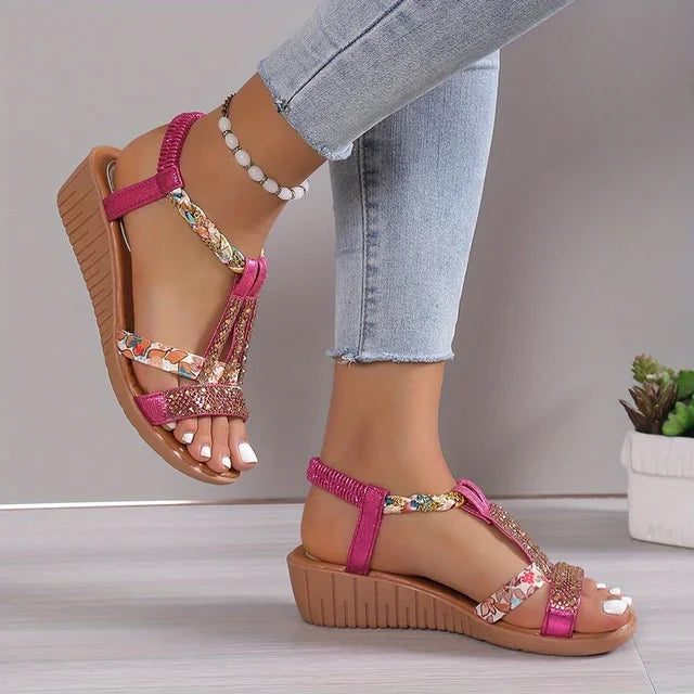 Sandales Compensées à Strass pour Femme | Idéales pour les Sorties