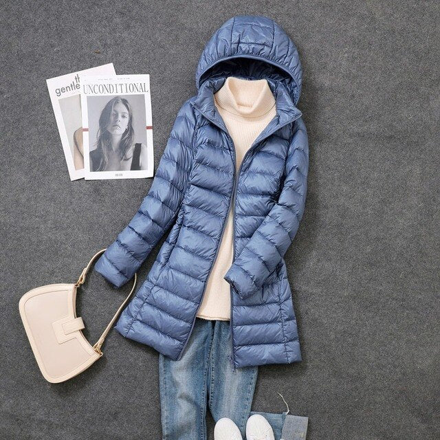 Manteau Long Matelassé Léger pour Femmes
