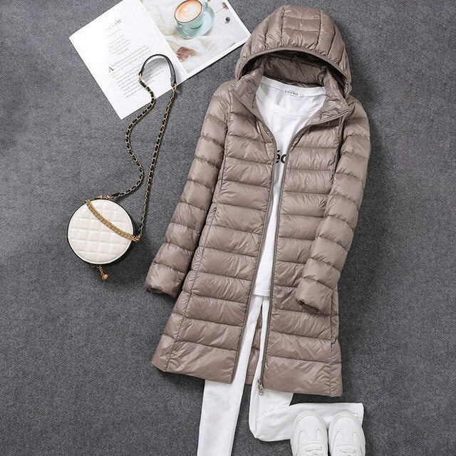 Manteau Long Matelassé Léger pour Femmes