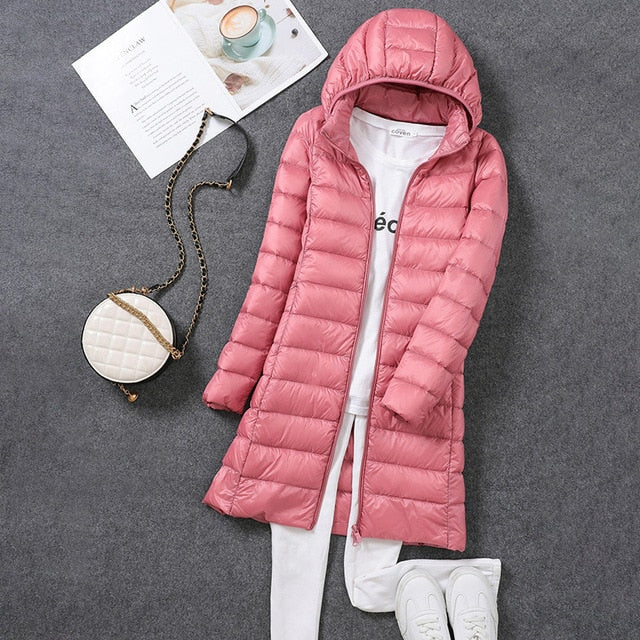 Manteau Long Matelassé Léger pour Femmes