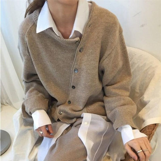 Cardigan Boutonné en Maille pour Femmes