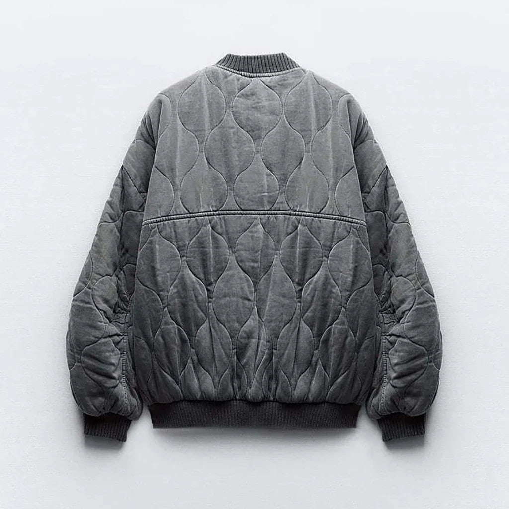Veste Bomber Grise Oversize pour Femmes