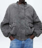 Veste Bomber Grise Oversize pour Femmes