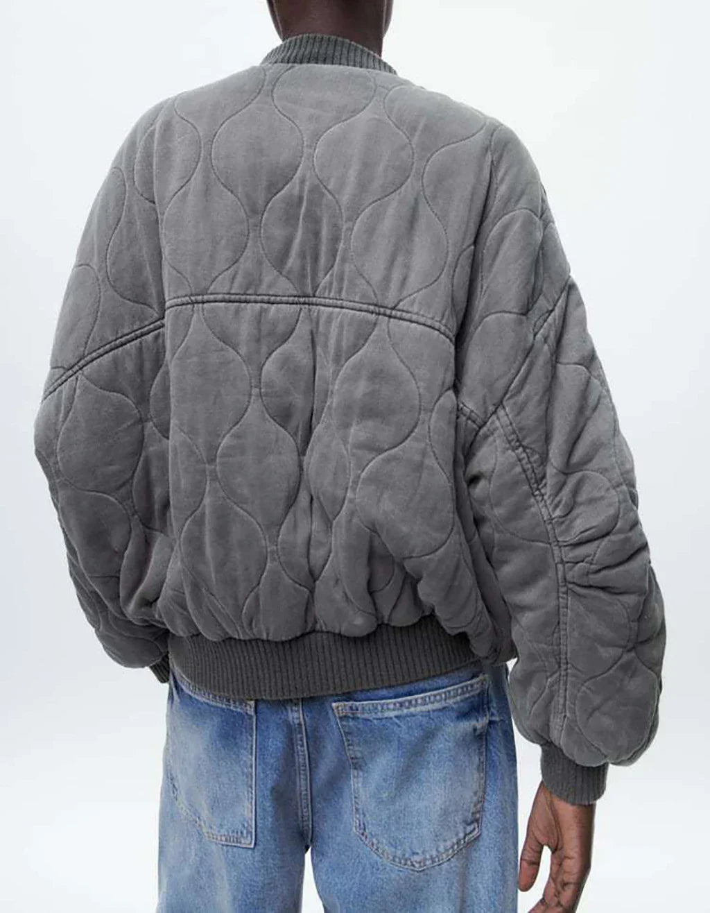 Veste Bomber Grise Oversize pour Femmes