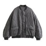 Veste Bomber Grise Oversize pour Femmes
