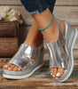 Sandale Wedge Élévée avec Bride de Cheville Réglable pour Femmes