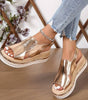 Sandale Wedge Élévée avec Bride de Cheville Réglable pour Femmes