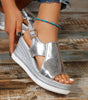 Sandale Wedge Élévée avec Bride de Cheville Réglable pour Femmes