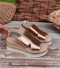 Sandale Wedge Élévée avec Bride de Cheville Réglable pour Femmes