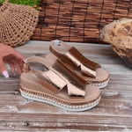 Sandale Wedge Élévée avec Bride de Cheville Réglable pour Femmes