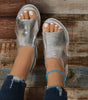 Sandale Wedge Élévée avec Bride de Cheville Réglable pour Femmes