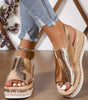 Sandale Wedge Élévée avec Bride de Cheville Réglable pour Femmes