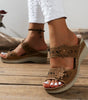 Sandales Compensées Détails Floraux pour Femmes