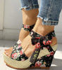 Sandales Compensées Imprimé Floral pour Femmes