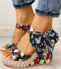 Sandales Compensées Imprimé Floral pour Femmes