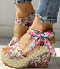 Sandales Compensées Imprimé Floral pour Femmes