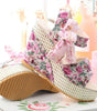 Sandales Compensées Imprimé Floral pour Femmes
