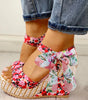 Sandales Compensées Imprimé Floral pour Femmes
