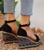 Sandales Compensées Motif Zigzag pour Femmes